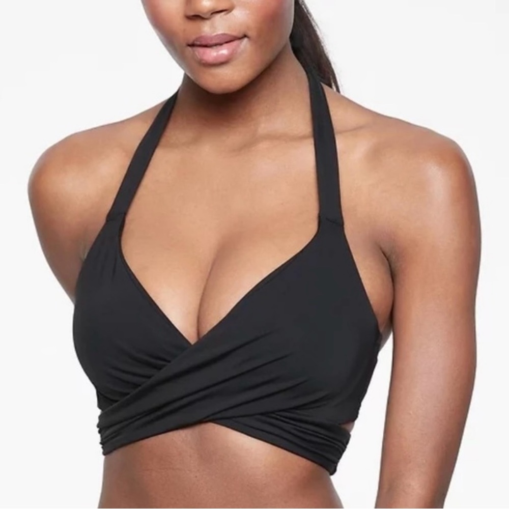 NWT Athleta Bra Cup Halter Bikini Black Top Size 38 B/C